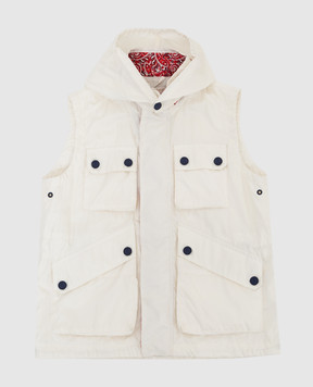 Stefano Ricci Children's light beige silk vest with a patch YUJ7200020SETEC1