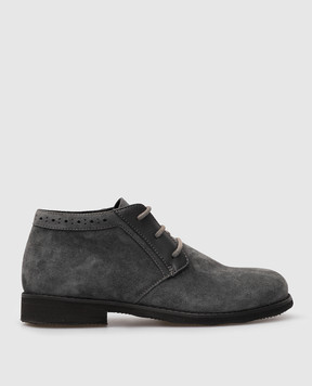 Stefano Ricci Children's gray suede deserts with leather inserts YRU514G817SDVH