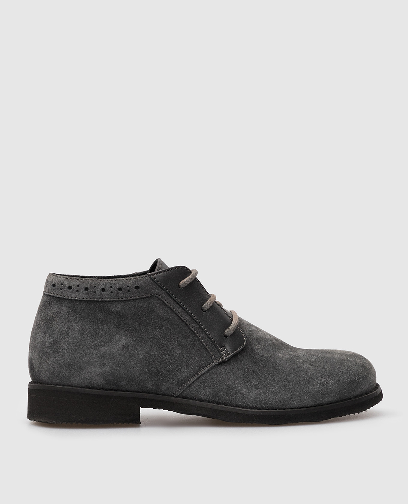 Children's gray suede deserts with leather inserts stefano ricci