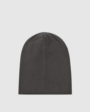 Stefano Ricci Children's dark gray cashmere hat with emblem YAK6S10CUFF6SA04