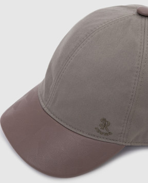 Stefano Ricci Children's dark beige cap with leather insert YVF5190VAL003