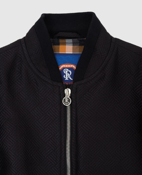 Stefano Ricci Children's black bomber jacket in a pattern with an emblem YUJ8200040HCTRP