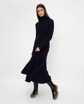 Gabriela Hearst Olive navy merino wool skirt 1219221A043