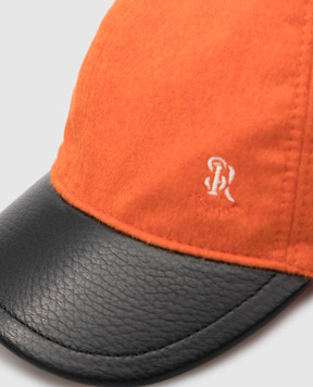 Stefano Ricci Monogram children's orange wool and leather cap YVF5190C603SK