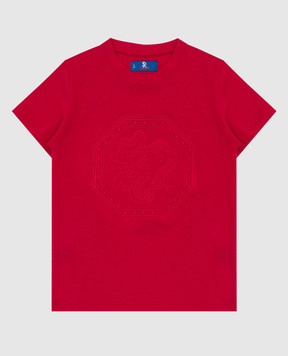 Stefano Ricci Children's red t-shirt with embroidery YNH7200050803