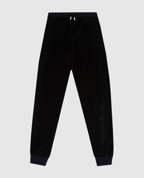 Stefano Ricci Kids velor joggers with logo embroidery KY01015P3PY20497