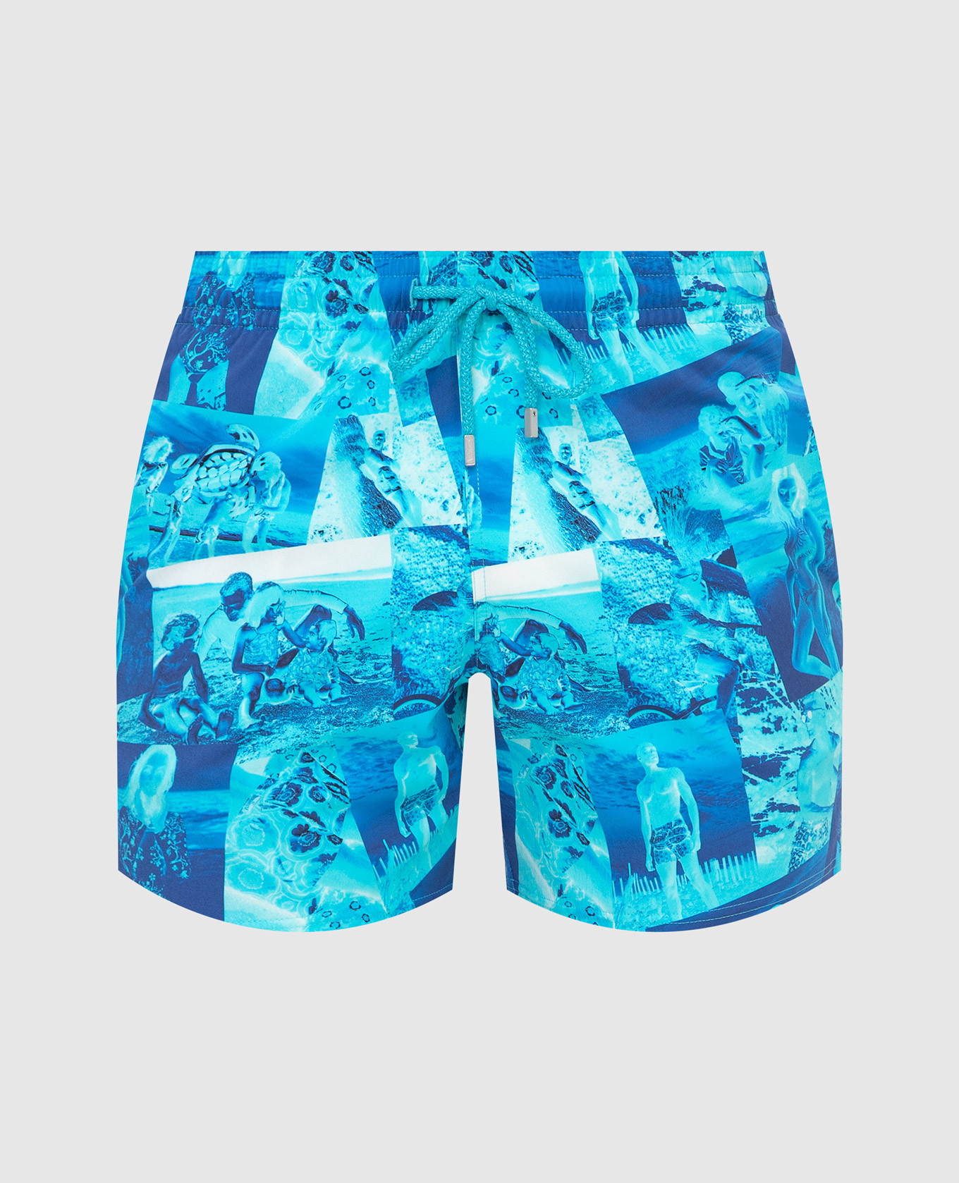 Turquoise moorise swim shorts in print vilebrequin