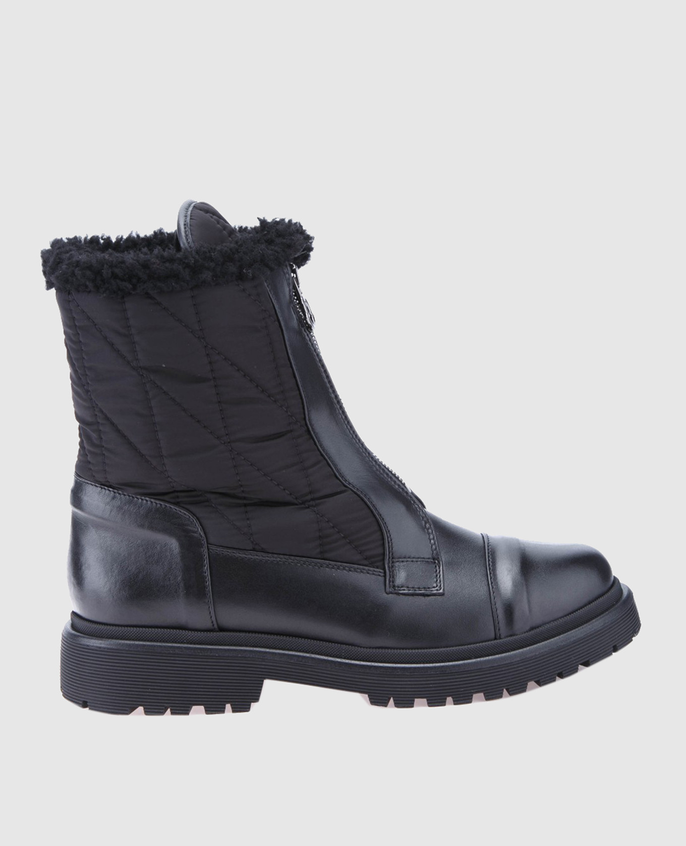 Black leather boots moncler