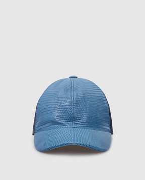 Stefano Ricci Children's dark blue cap with leather inserts YVF5347CFVRL