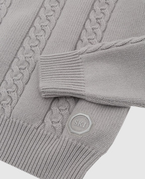 Stefano Ricci Children's light gray cashmere sweater with a pattern YAK6S05G01F6SA04