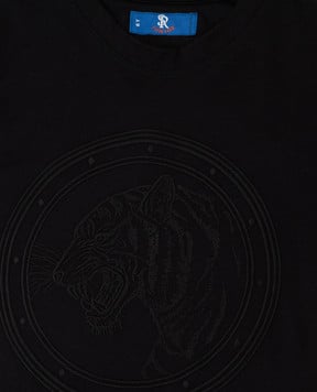 Stefano Ricci Children's black t-shirt with embroidery YNH8400170803