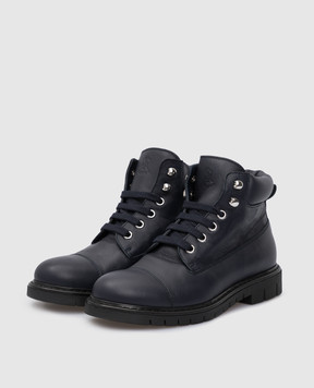 Stefano Ricci Children's dark blue leather boots YRU11G875VHVHAP