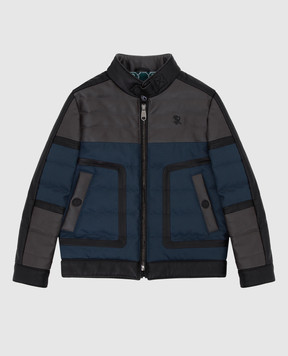 Stefano Ricci Children's dark turquoise jacket with leather inserts YDJ8400030MA0010
