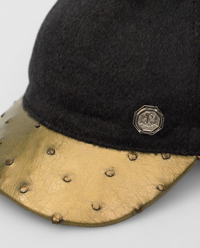 Stefano Ricci Children's cashmere cap with leather insert YVF5190PCA10SP