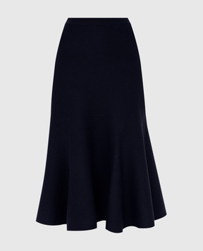 Gabriela Hearst Olive navy merino wool skirt 1219221A043