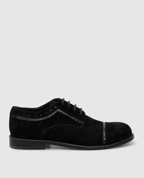 Stefano Ricci Kids Black Suede Derbies YRU51CG825SDVTV