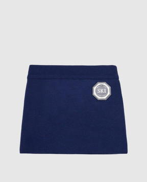 Stefano Ricci Children's blue wool collar with emblem YAK6S03SCAF6SA03