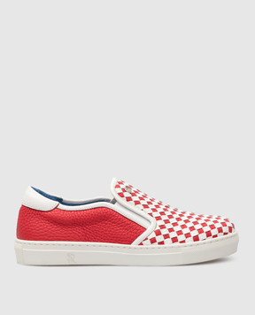 Stefano Ricci Children's leather slip-ons with weaving YRU02G837SKSK