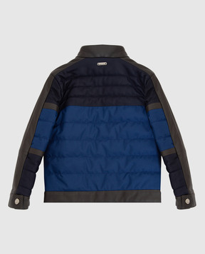 Stefano Ricci Children's blue jacket with leather inserts YDJ8400030MA0010