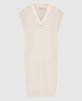 Brunello Cucinelli Light beige linen and silk dress M10551A82