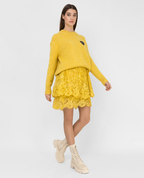 Ermanno Scervino Yellow fishnet mini skirt D392O327OJI
