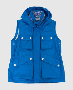 Stefano Ricci Children's light blue silk vest with a patch YUJ7200020SETEC1
