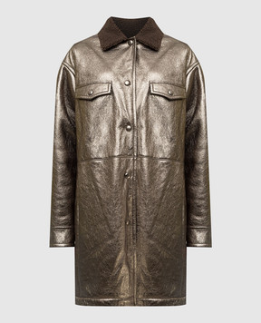 Yves Salomon Bronze sheepskin coat with slits 22WYM60295MEVN