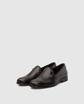 Stefano Ricci Children's black leather slippers YR59CG8101VS