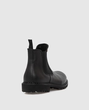 Stefano Ricci Kids Black Leather Chelsea YRU10G881VBV
