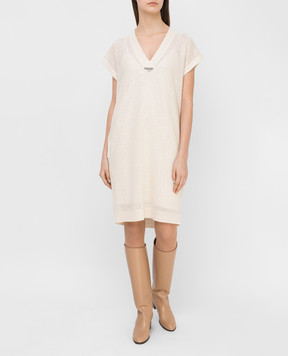 Brunello Cucinelli Light beige linen and silk dress M10551A82