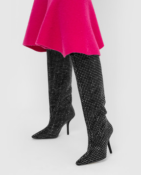 Eddy Daniele Black suede boots in Swarovski crystals EW21950