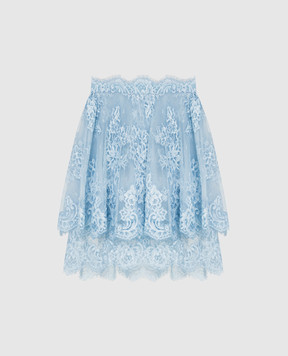Ermanno Scervino Light blue fishnet mini skirt D392O327OJI
