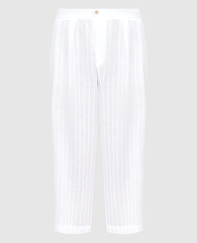 Ermanno Scervino White linen trousers with crystals D362P302GYC