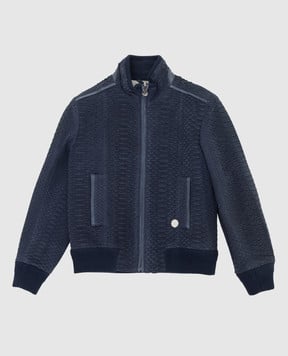 Stefano Ricci Children's dark blue python leather jacket YAJ7200090PITNBK