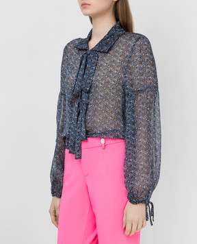 Philosophy di Lorenzo Serafini Blue silk blouse A0219