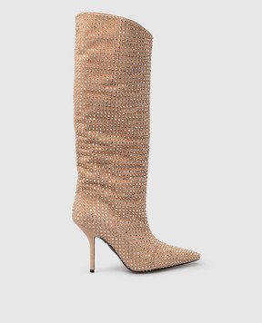 Eddy Daniele Beige suede boots in Swarovski crystals EW21950