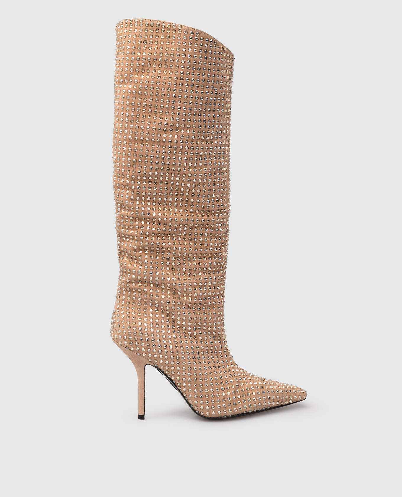 Beige suede boots in swarovski crystals eddy daniele