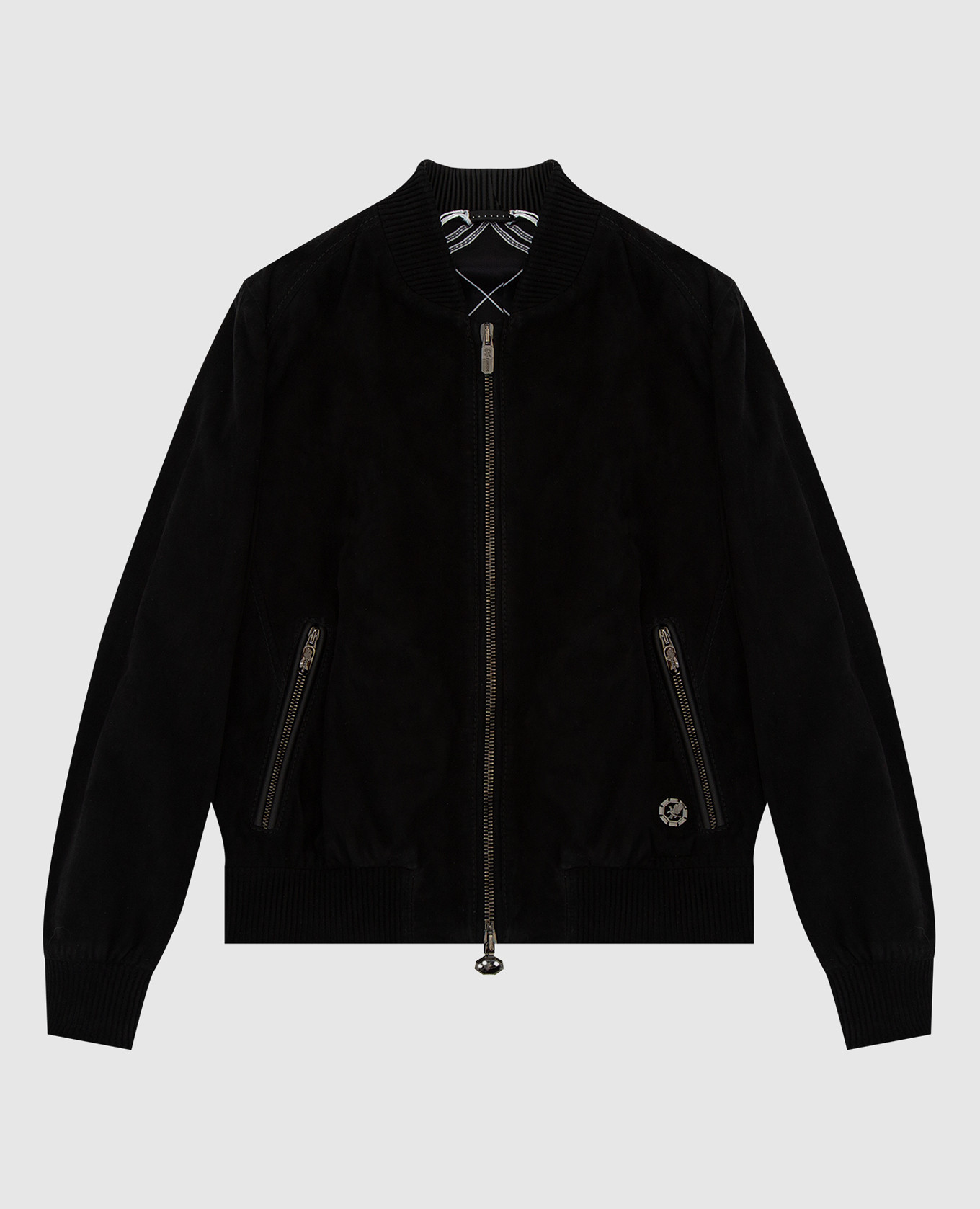 

Children's black suede bomber jacket with emblem Stefano Ricci