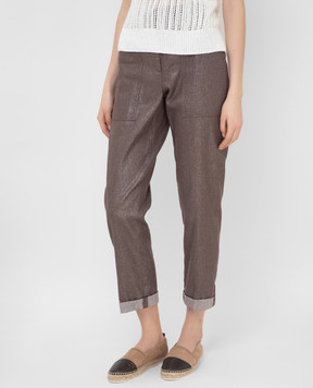 Peserico Dark gray trousers with lurex P04866Z02785