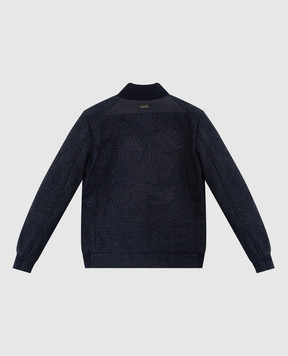 Stefano Ricci Children's dark blue wool bomber jacket YDJ8400020W0012C