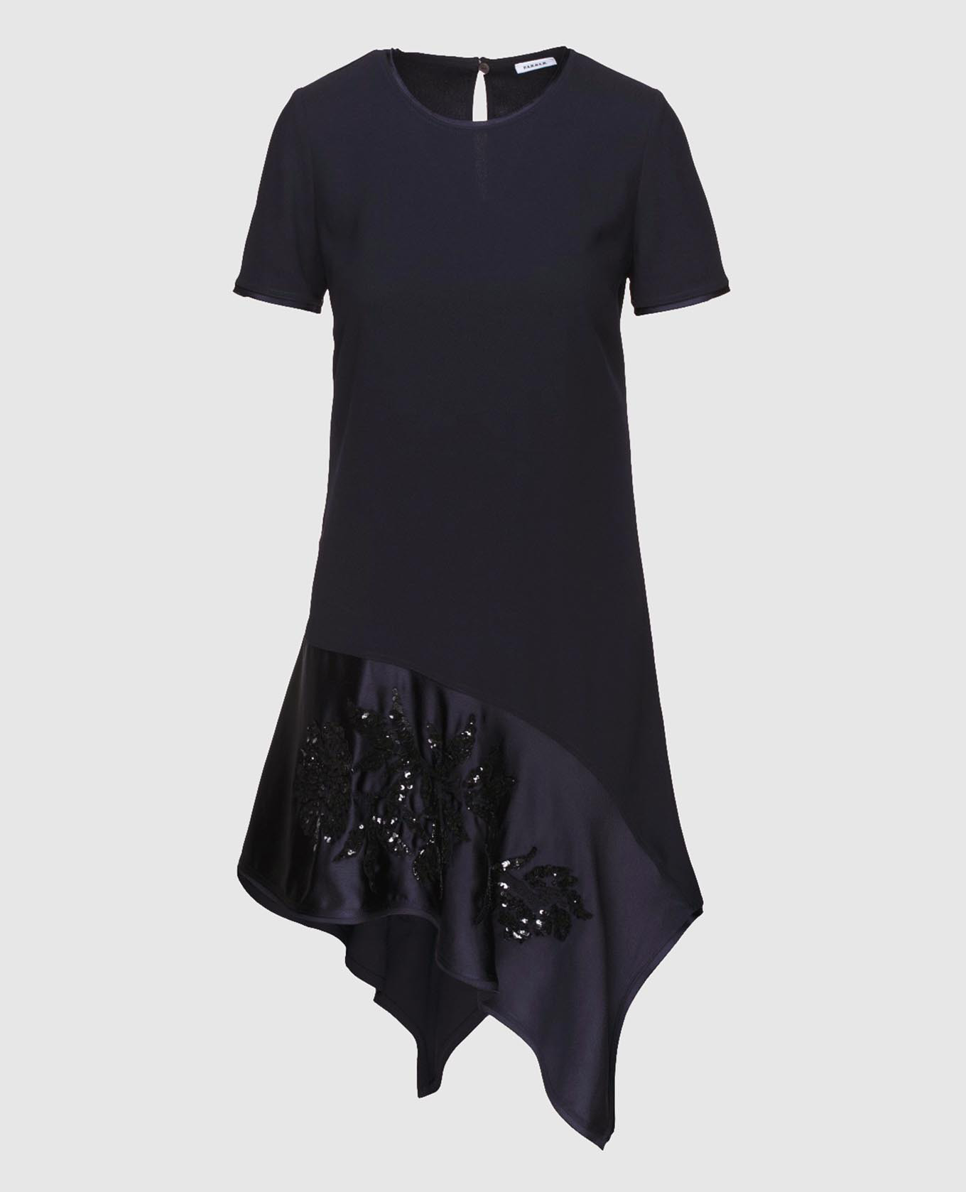 Navy blue dress with sequin embroidery