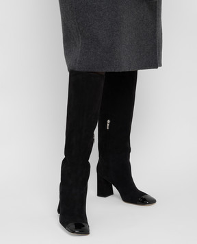 Sergio Rossi Alicia suede boots with patent insert A95930MAFZ51
