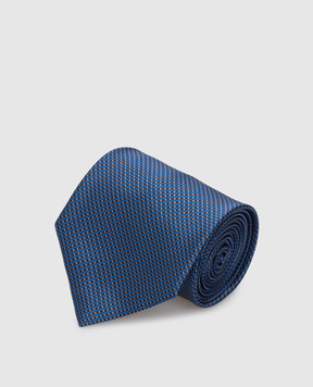 Stefano Ricci Blue silk tie in geometric pattern CXDD41073