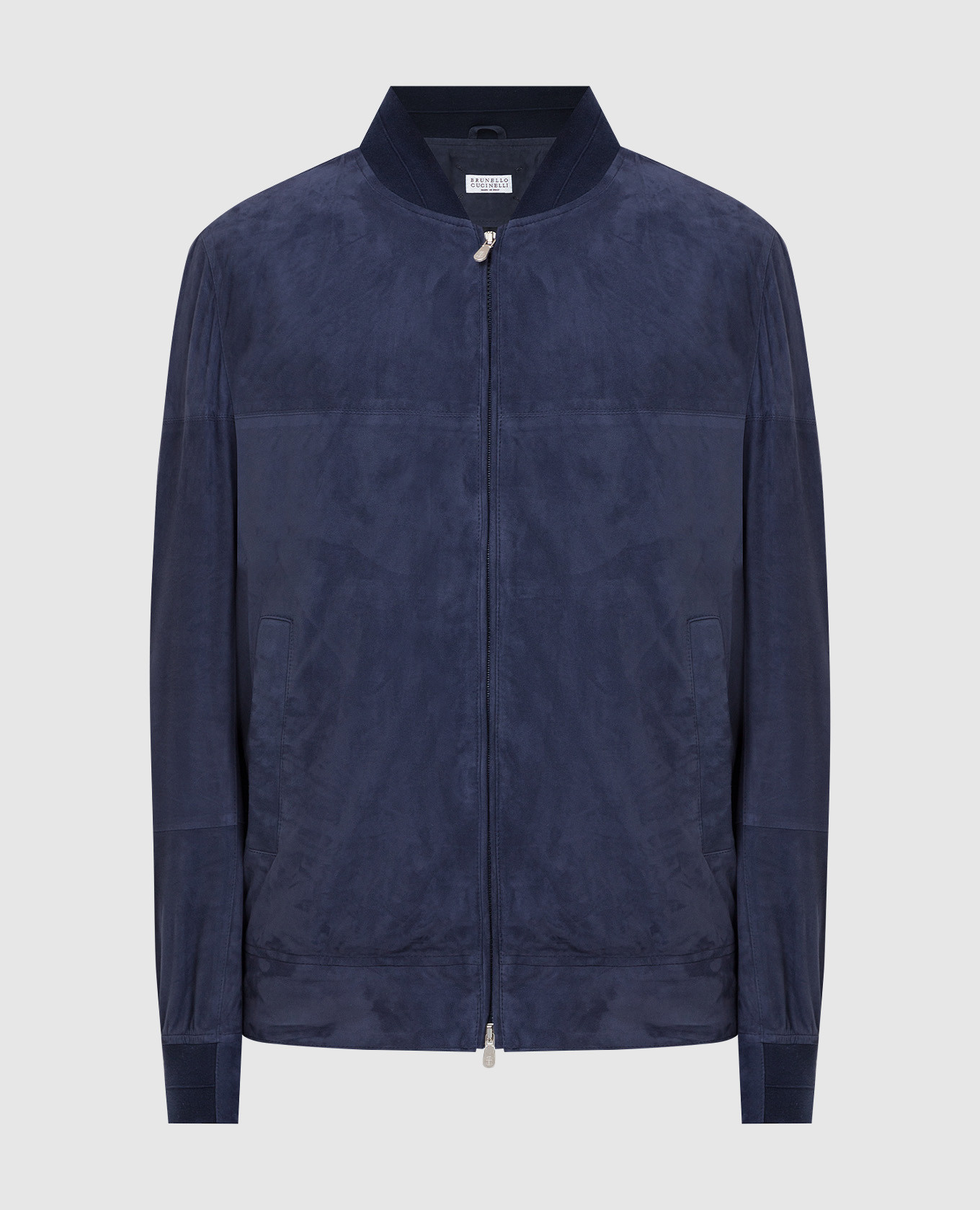 

Navy Suede Bomber Jacket ChangeClear Brunello Cucinelli, Синий