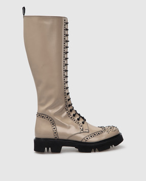 MYM Icarus beige leather boots with studs ICARUS