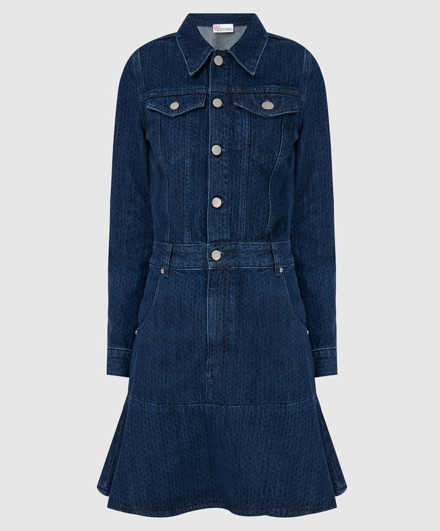 red valentino denim dress Red Valentino - Patterned denim dress WR3DA01F62N