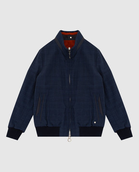 Stefano Ricci Children's dark blue patterned reversible wool jacket YDJ1100130W0001H