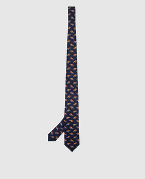 Stefano Ricci Children's navy blue silk patterned tie and pache scarf set YDHNG700