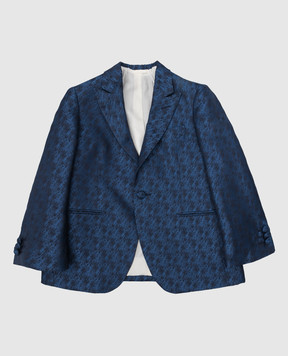 Stefano Ricci Children's blue patterned silk jacket Y1RF731000HC5494
