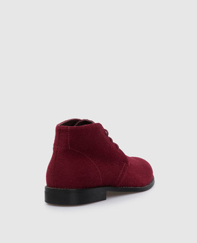 Stefano Ricci Children's burgundy cashmere desert boots YR59CG8026CA10